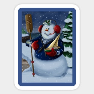 Navy Sailor Snowman Sticker